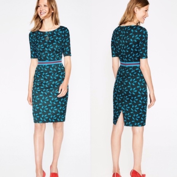 Boden Dresses & Skirts - Boden fleur Blue leaf fitted pencil Dress